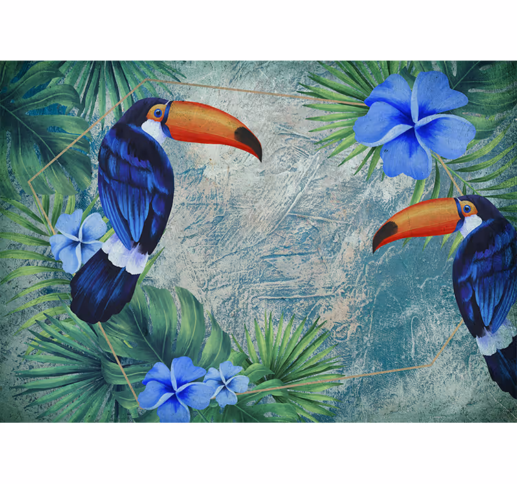 Tapisserie murale animaux duo de toucans tropicaux - TenStickers