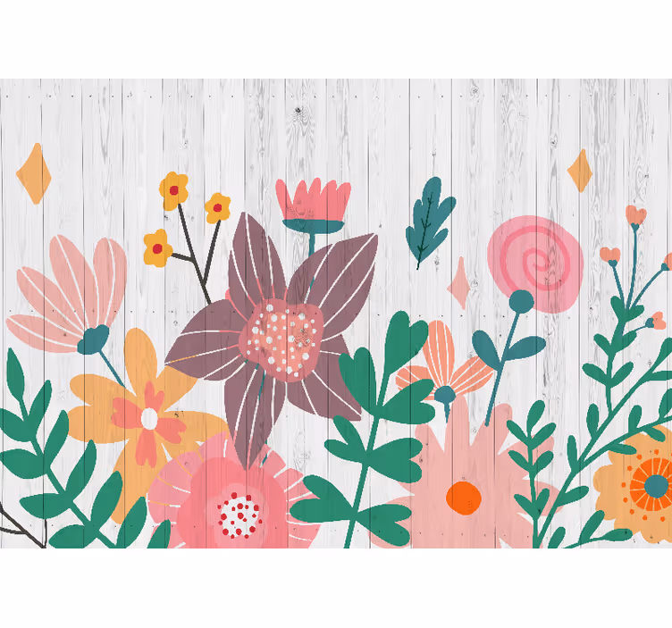 Tapisserie fleur œuvre florale colorée - TenStickers