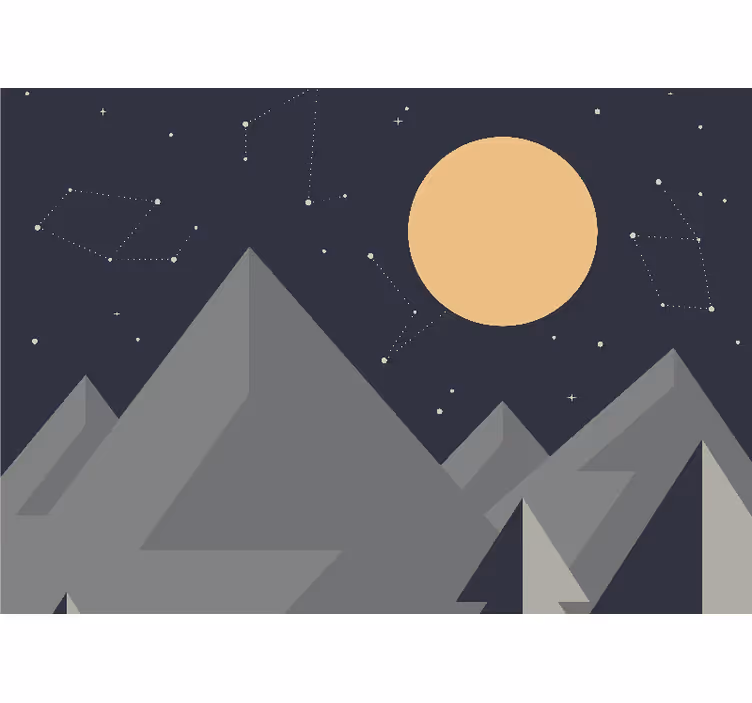 Tapisserie espace sommets de montagnes au clair de lune - TenStickers