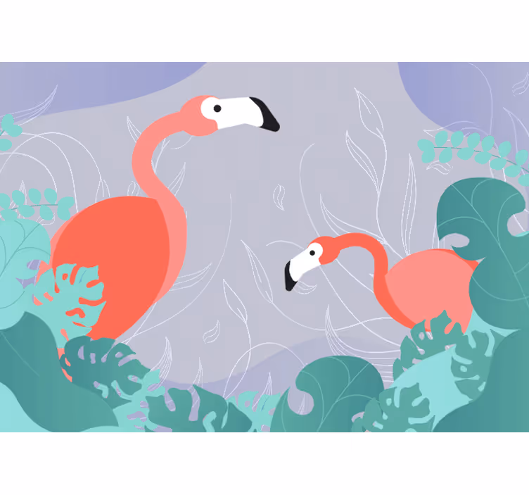 Tapisserie murale animaux famille de flamants - TenStickers