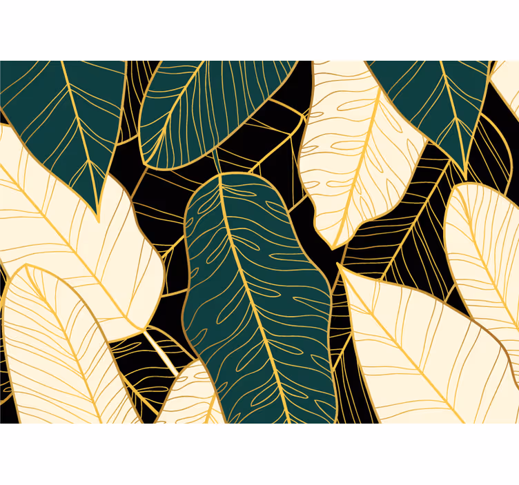 Papier peint salon Feuilles de bananier d'or - TenStickers