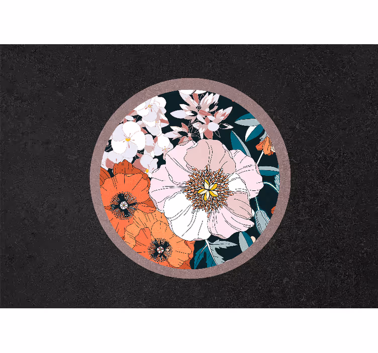 Tapisserie fleur design cercle floral - TenStickers