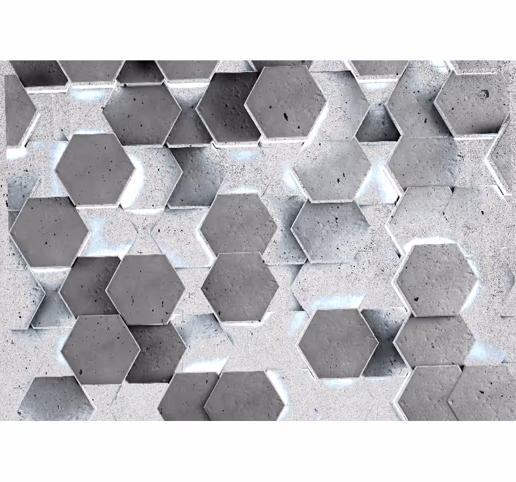 Papier peint 3D Hexagones sur un mur en béton - TenStickers