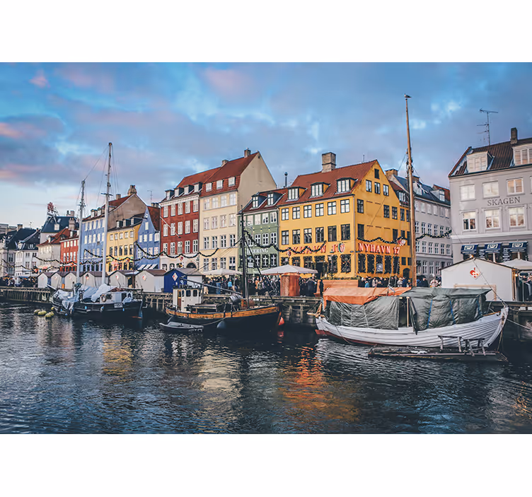 Tapisserie ville cottages au bord du lac vibrants - TenStickers