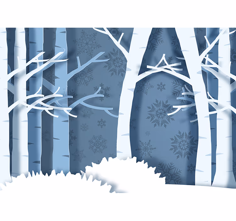 Tapisserie forêt bouleaux glacés - TenStickers
