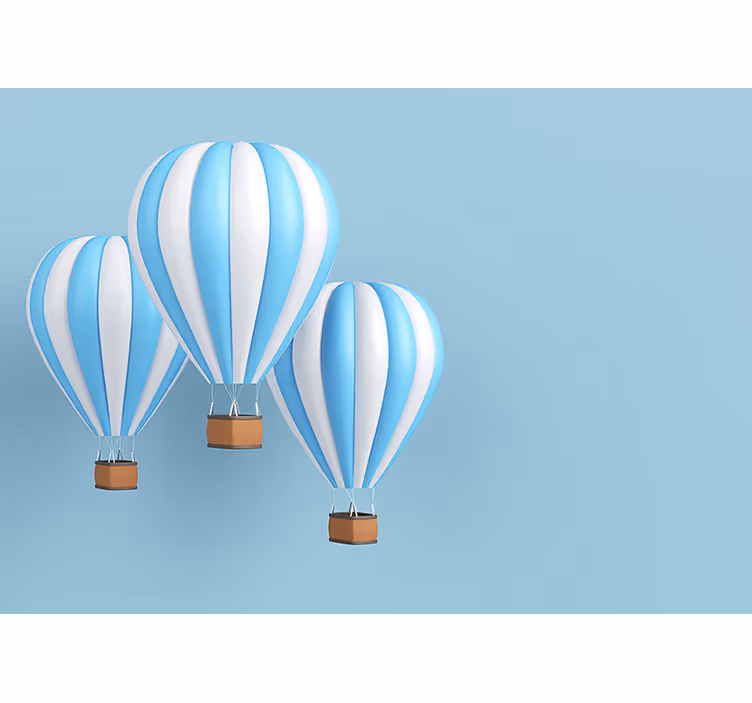 Papier peint enfant Montgolfière blanc et bleu - TenStickers