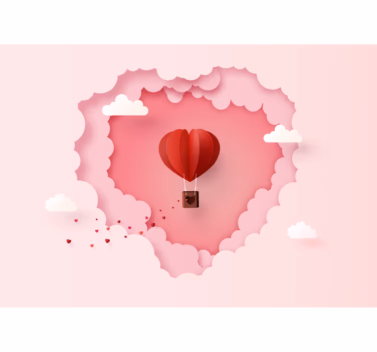 Tapisserie murale amour montgolfière en cœur - TenStickers