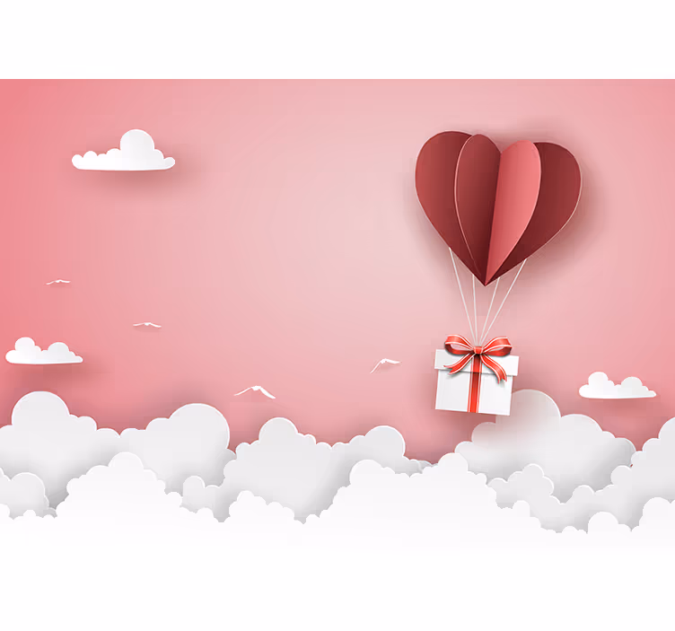 Tapisserie murale amour cadeau ballon cœur - TenStickers