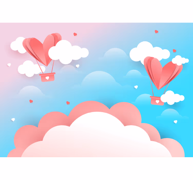 Tapisserie murale amour ballons en cœur flottants - TenStickers