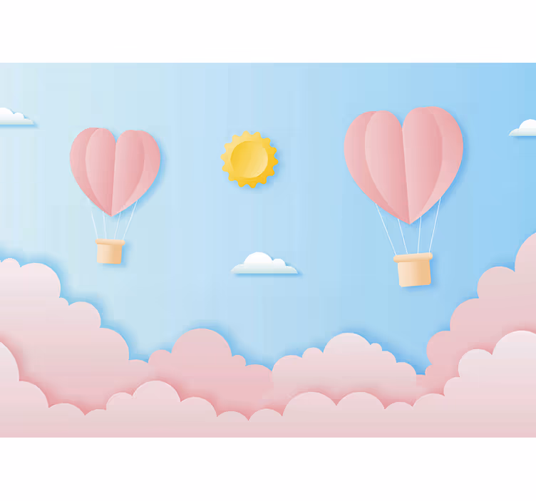 Tapisserie murale amour ballons en forme de cœur - TenStickers
