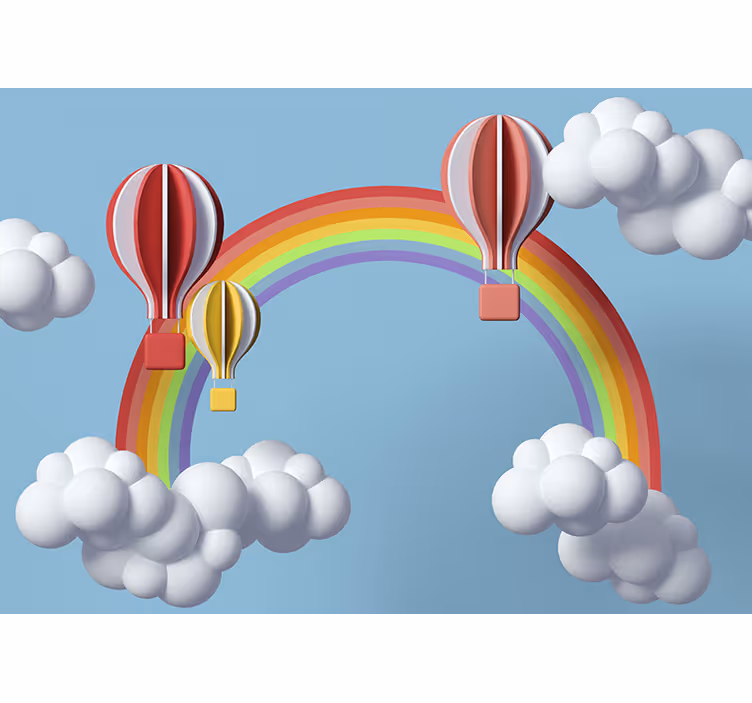 Tapisserie phrase ballons chauds colorés - TenStickers