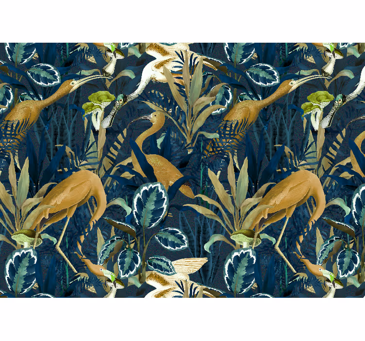 Papier peint salon Oiseaux dans les feuilles de la jungle - TenStickers