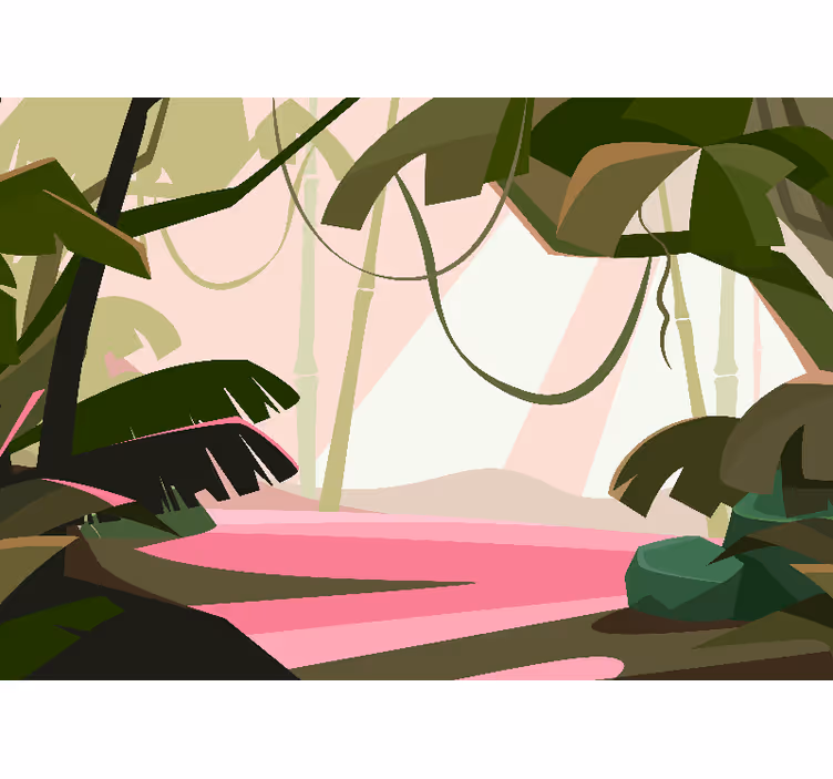 Papier peint salon Paysage tropical avec jungle - TenStickers
