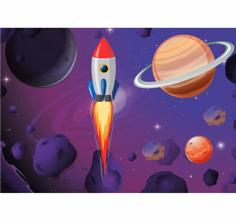 Photo murale Fusée à travers l'espace dessin - TenStickers