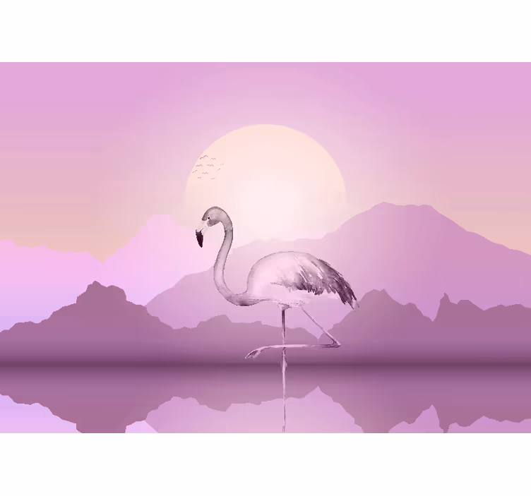 Tapisserie murale animaux silhouette de flamant élégant - TenStickers