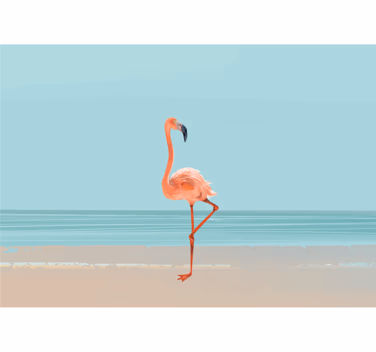 Papier peint salon Image de flamant rose sur le sable - TenStickers