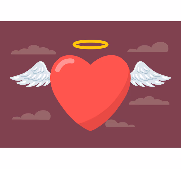 Tapisserie murale amour cœur avec ailes - TenStickers