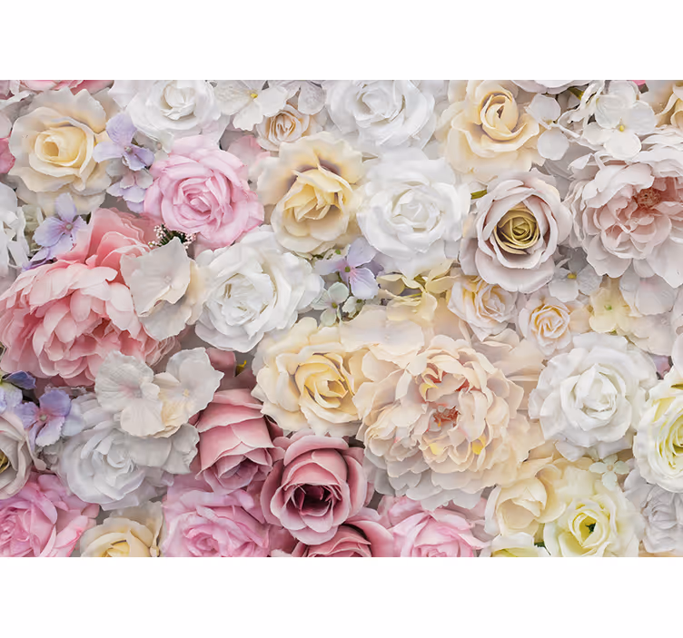 Papier peint 3D Bouquet de roses blanches - TenStickers