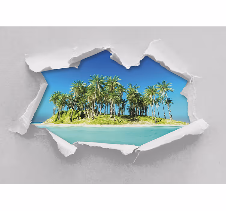 Papier peint 3D Mur cassé de la belle île - TenStickers