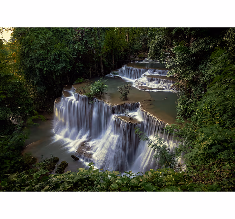 Papier peint nature Cascade de pierre sur la jungle - TenStickers