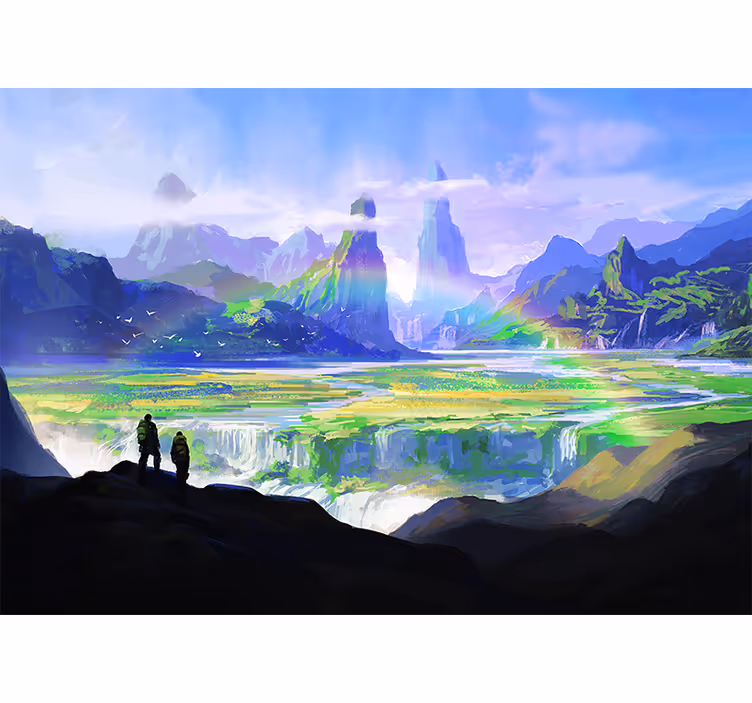 Tapisserie murale paysage scène naturelle montagneuse - TenStickers