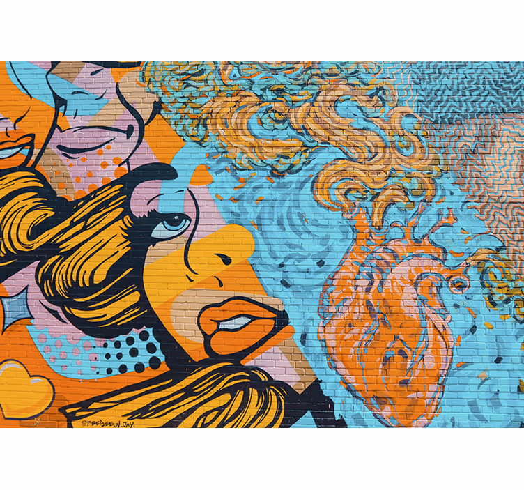 Papier peint mural art urbain Graffiti de visage de femme - TenStickers
