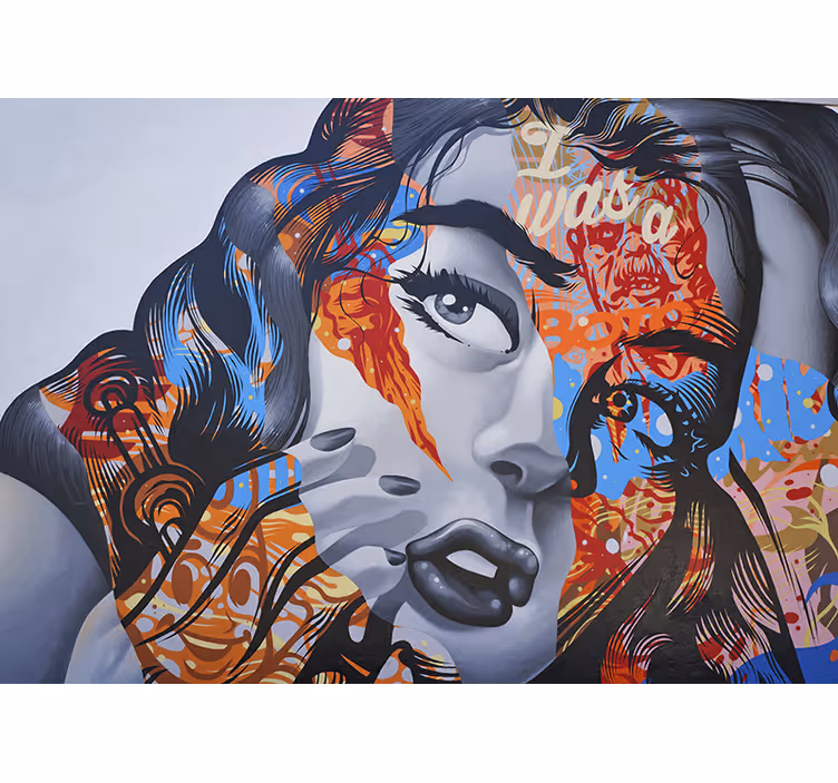 Papier peint mural art urbain Pop art femme portrait graffiti - TenStickers