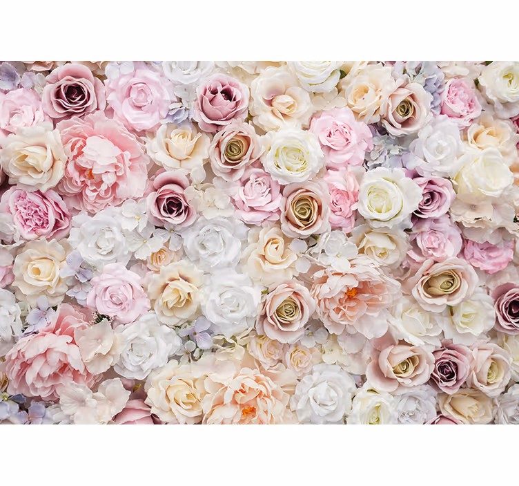 Papier peint salon Fleur rose de couleur assortie - TenStickers