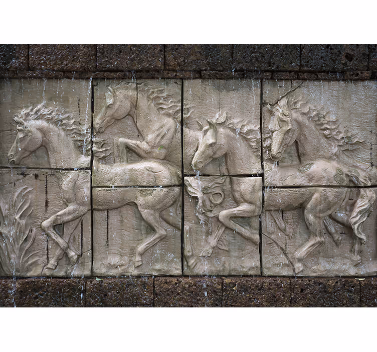Tapisserie murale animaux chevaux au galop relief - TenStickers