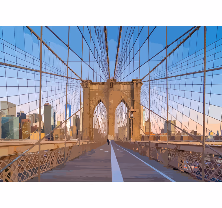 Tapisserie ville vue du pont de brooklyn - TenStickers