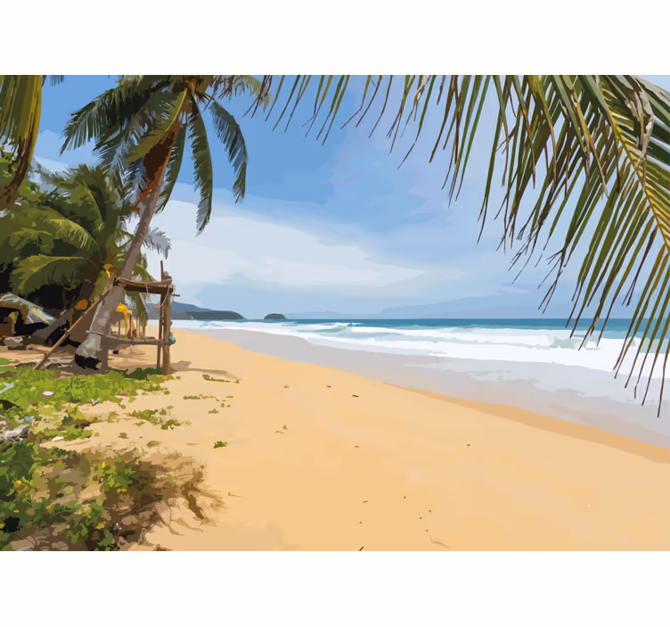 Tapisserie murale paysage vue sur une plage tropicale - TenStickers