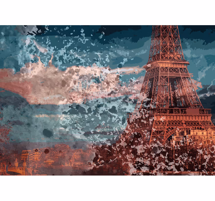 Photo murale Peinture aquarelle Tour Eiffel - TenStickers