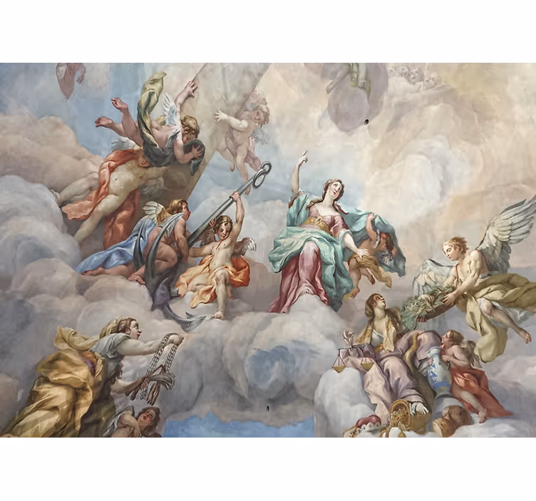 Papier peint mural art classique Anges dans le ciel - TenStickers