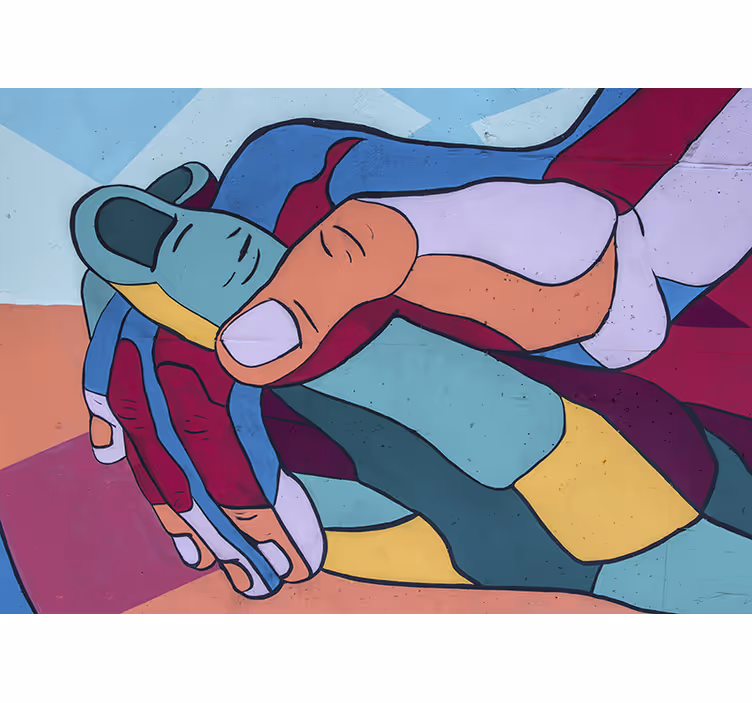 Tapisserie murale amour étreinte colorée des mains - TenStickers