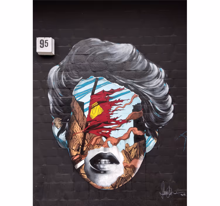 Tapisserie graffiti profil humain fragmenté - TenStickers