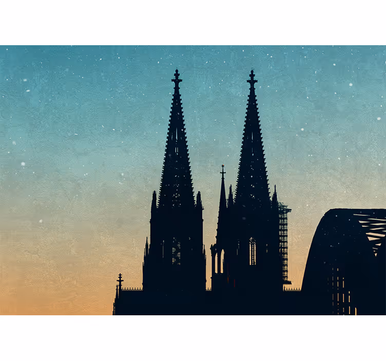 Tapisserie ville tours de cathédrale en silhouette - TenStickers