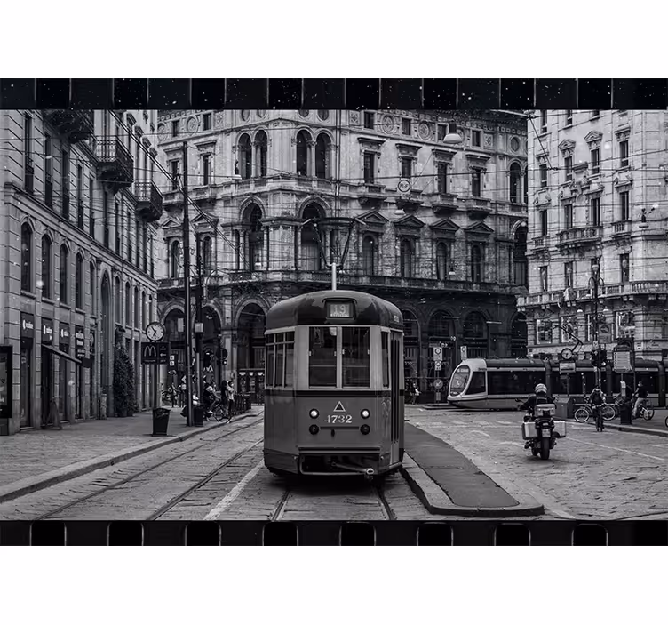 Tapisserie ville intersection historique de tramway - TenStickers
