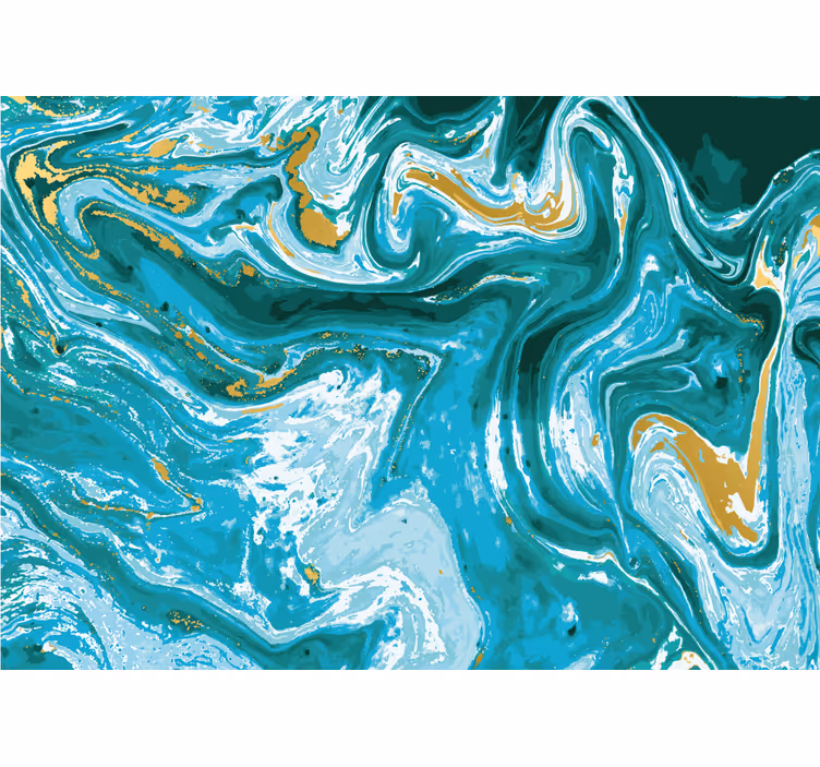 Tapisserie murale abstraite vagues turquoise fluides - TenStickers