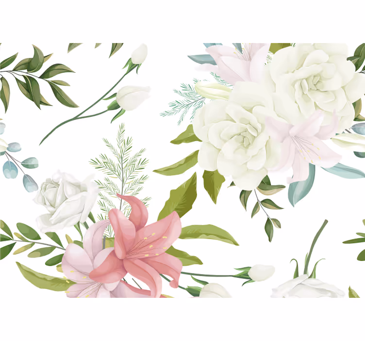 Papier peint fleuri Jardin réaliste minimaliste - TenStickers