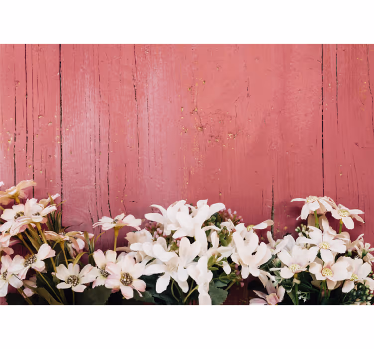 Photo murale marguerites vieille planche bois - TenStickers