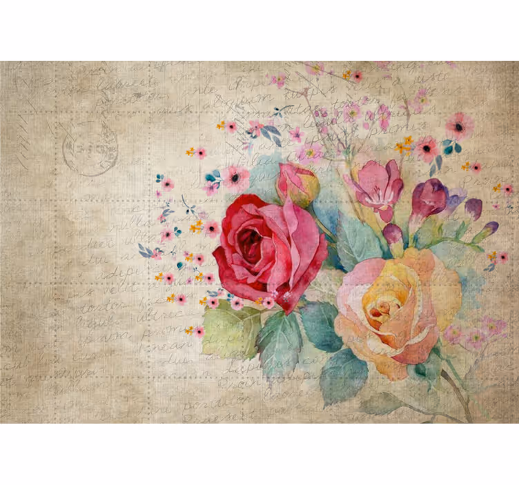 Tapisserie fleur composition de roses Épanouies - TenStickers