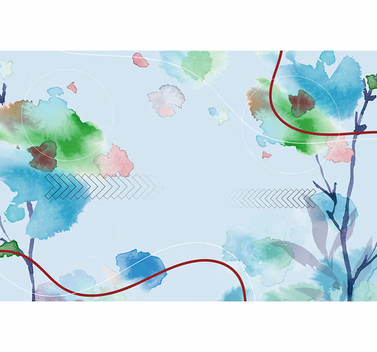 Papier peint fleuri Dessin abstrait bleu clair - TenStickers
