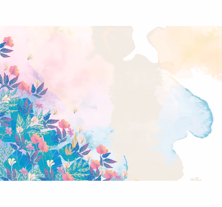 Tapisserie murale abstraite touche florale vibrante - TenStickers