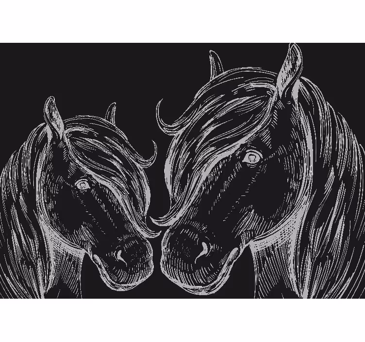 Papier peint mural d'animaux Chevaux de tableau - TenStickers