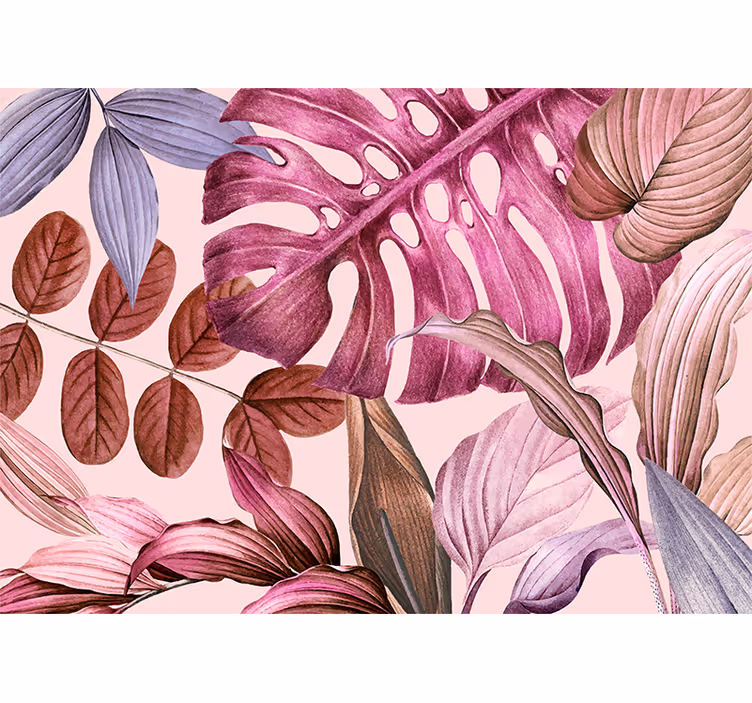 Papier peint moderne Style monstera aux reflets roses - TenStickers