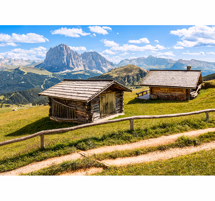 Tapisserie murale paysage cabines de montagne pittoresques - TenStickers