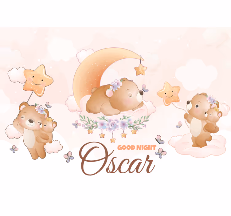 Tapisserie chambre bébé collection ours endormi - TenStickers