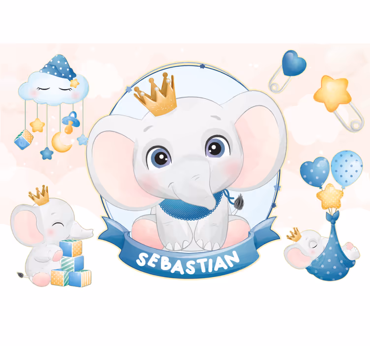 Tapisserie chambre bébé design éléphant mignon - TenStickers