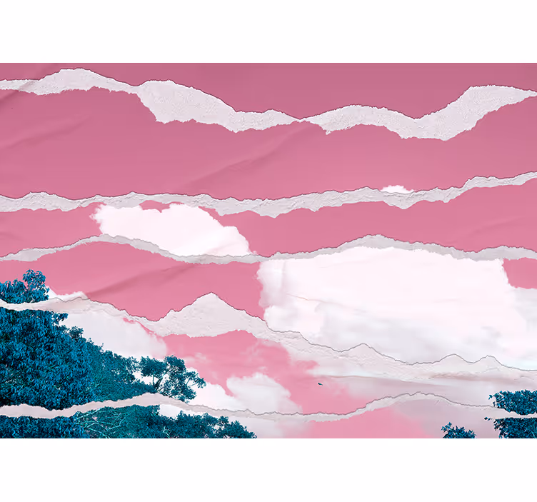 Tapisserie murale abstraite couches nuage déchirées - TenStickers