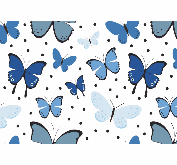 Papier peint chambre ado Aile de papillon noir et bleu - TenStickers